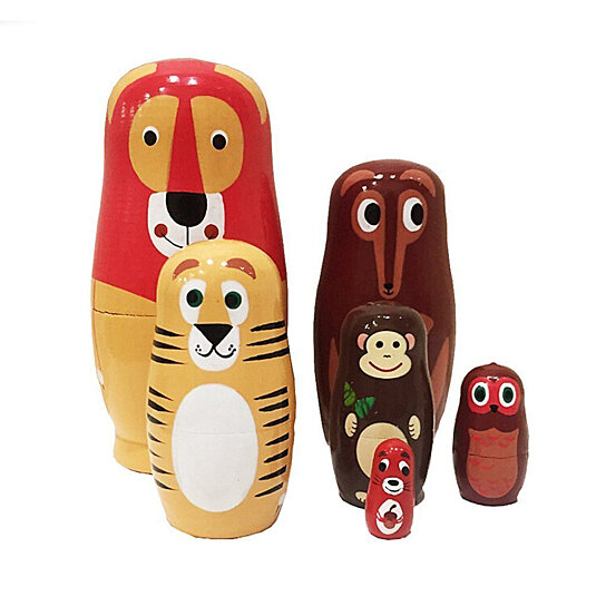 Buy 6Pcs/Set Cartoon Animal Russian Nesting Dolls Wooden Matryoshka  Handmade Toy by Stephanie on OpenSky