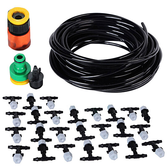 Outdoor Garden Misting Cooling System Fitting 4/7mm Hose 10pcs Nozzles Kit N#S7 