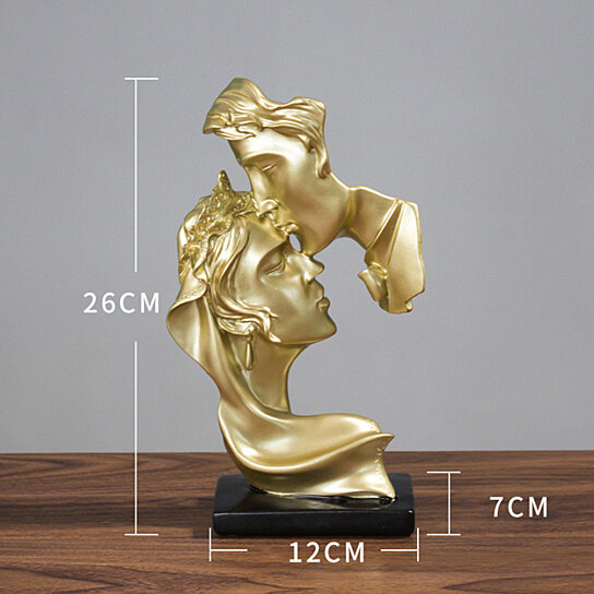 Sculpture Exquisite Couple Gift Resin Creative One Kiss Deep Lovers Figure Statue for Home Decor