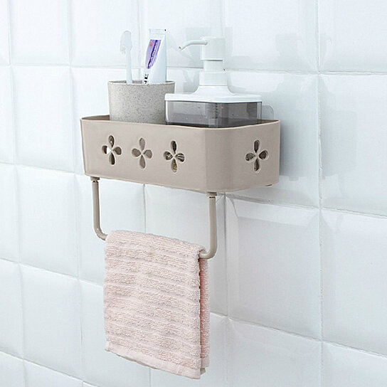 Multifunctional Wall Storage Rack Organizer Shelf Basket Towel Shampoo Holder