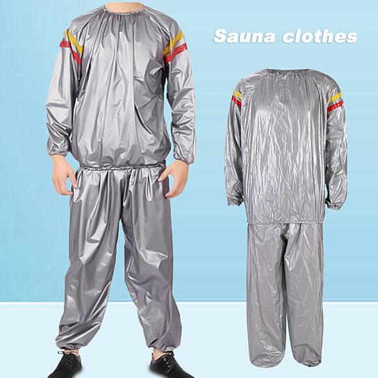 anyilon Waterproof Windproof PVC Sauna Suit Anti-Rip Training Fitness Weight Loss Sport Sauna Clothes Solid Color Gym Suit