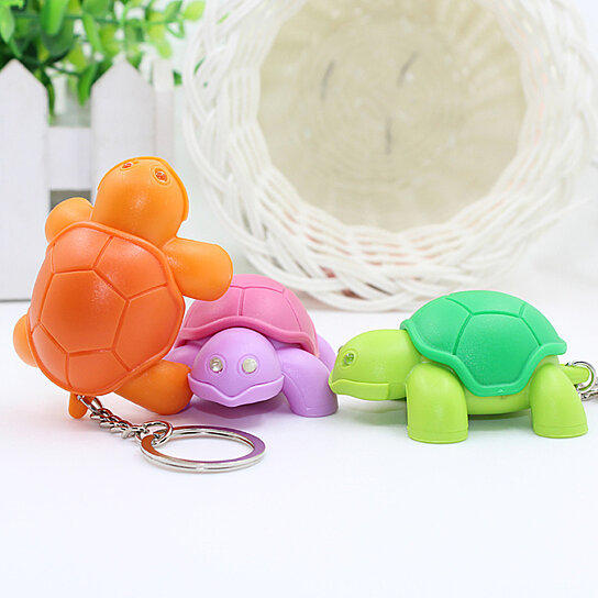 Creative Turtle Keychain LED Light Sound Key Ring Holder Bag Hanging Pendant New 