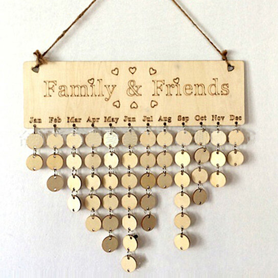 New Family&Friends Wooden Hanging Calendar Board Birthday Reminder Plaque Y8 
