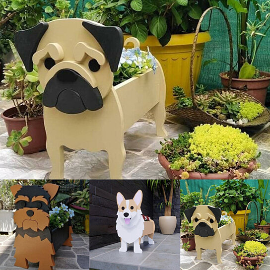 Buy Eco-friendly Flower Pot Cartoon Shape Wood Dog Plant Pot Ornament Decor  for Home by Keln Keln on Dot & Bo