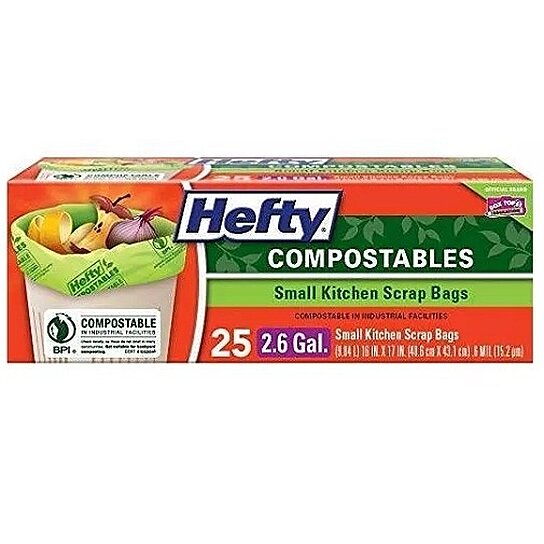 Hefty Compostables Small Kitchen Scrap Trash Bag - 2.6 Gallon