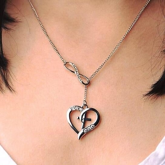 heart cross infinity necklace