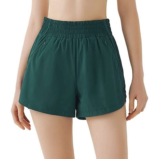 Buy Women's Running Shorts Elastic High Waisted Shorts Quick Dry Athletic  Gym Track Workout Shorts Zip Pocket by Stylewe on OpenSky