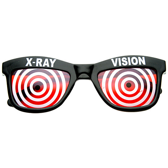 Buy Novelty X Ray Vision Mad Scientist Horned Rim Sunglasses by Frame