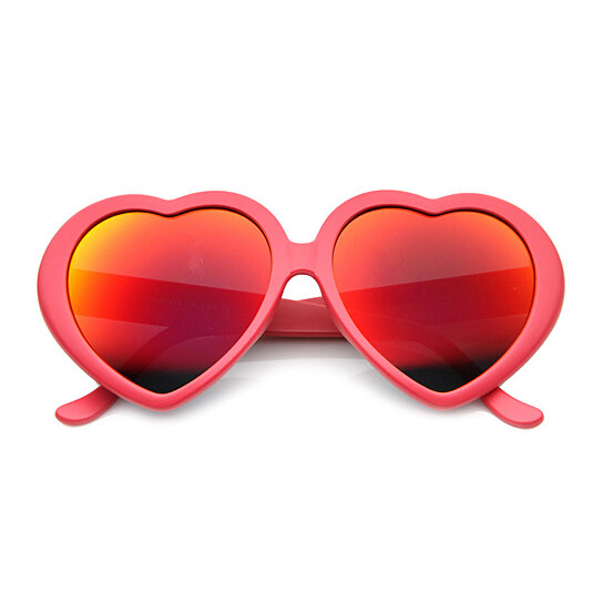 Buy Womens Oversized Color Flash Mirror Lens Love Heart Shape Sunglasses 9764 By Sunglassla On