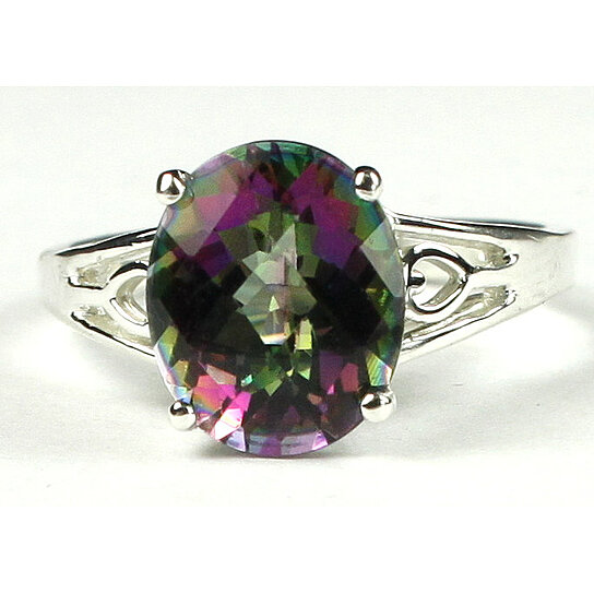 Buy SR139, 4.5 cts Mystic Fire Topaz, 925 Sterling Silver Ring by ...