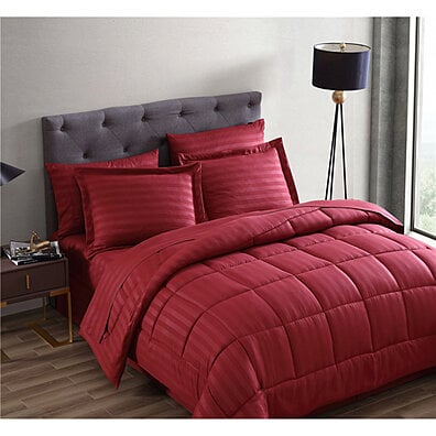 Maple Dobby Stripe 8 Piece bed in a bag Comforter Set