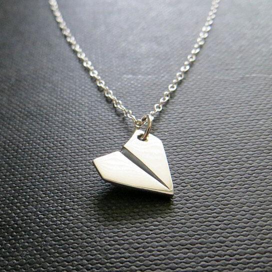 Buy sterling silver Paper airplane necklace by the jewelry bar on OpenSky
