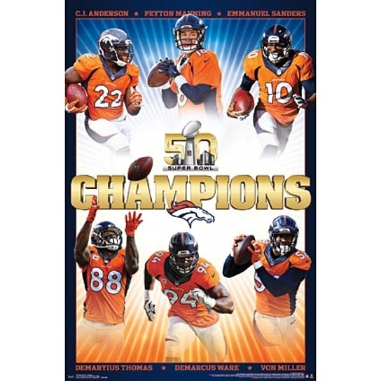 Pin on Denver Broncos Super Bowl 50 Champions Posters