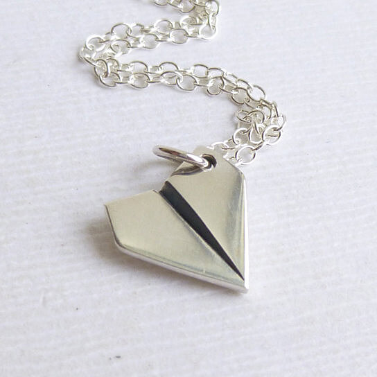 Buy Sterling Silver Paper Airplane Necklace by Kinderdoodles LLC on OpenSky
