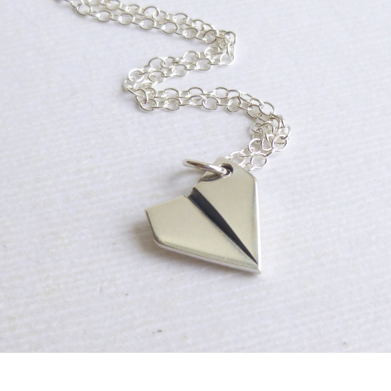 Buy Sterling Silver Paper Airplane Necklace by Kinderdoodles LLC on OpenSky
