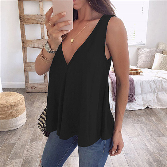 deep v neck tank top