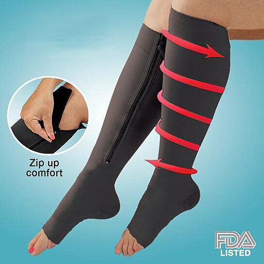 Buy Knee-High Zippered Open-Toe Compression Socks by LavoHome on OpenSky