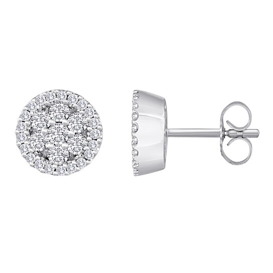 Buy 14KT White Gold 1 CTTW Round Diamond Screw-back Earrings (H-I color ...