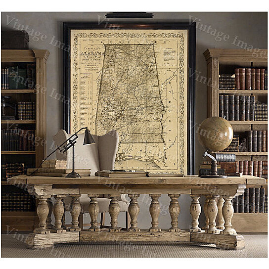 Buy Alabama Map Antique Map Of Alabama Antique Restoration