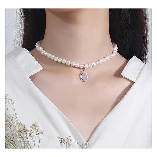 moonstone pearl necklace