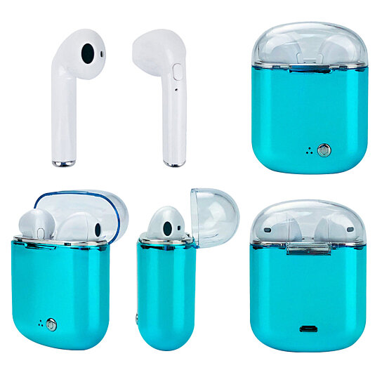 Clear Top Dual Chamber Wireless Bluetooth Earphones With Charging Box