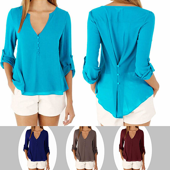 Buy Orchid Layered Chiffon Top With Button Accents In 7 Colors by Vista ...
