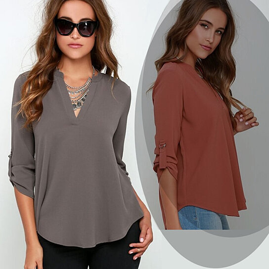 Buy Notch Collar Tunic Top in 5 Colors - Up to 2XL by Vista Shops on ...