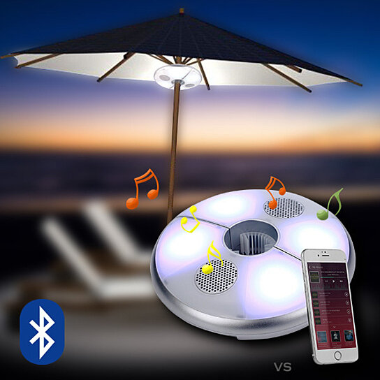 patio umbrella bluetooth speaker with led lights