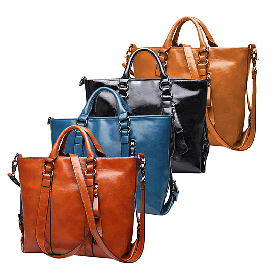 Leather Carry-All Messenger Bag Includes Extended Shoulder Strap, Multiple Colors