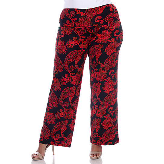 Buy Plus Size Printed Palazzo Pants - Red & Black by White Mark on OpenSky