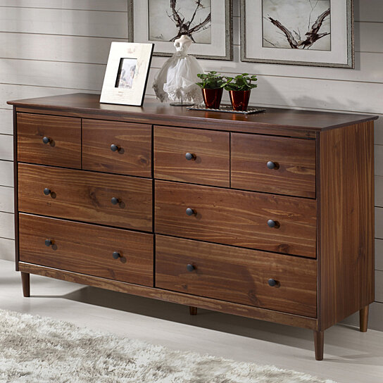 Buy 6 Drawer Solid Wood Dresser Walnut By Benzara Inc On Dot Bo