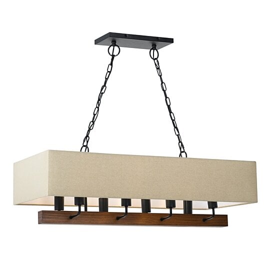 Buy Saltoro Sherpi 60 X 8 Watt Metal Frame Chandelier With Fabric Shade Black And Cream By Benzara Inc On Dot Bo