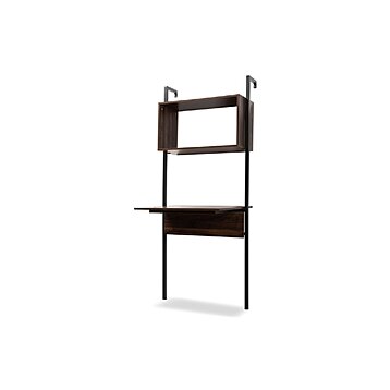 Industrial Wood and Metal Desk with 2 Shelves Brown - Benzara