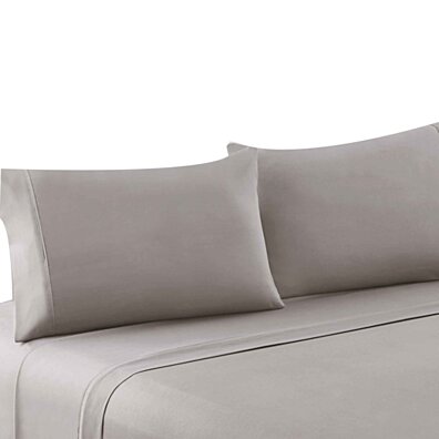 Platinum, Queen Super Soft 600 Thread Count 100% Combed Cotton 4-Piece Solid Bed Sheet Set Amrapur Overseas 10600ST1-PLT-QN