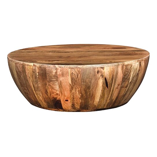 Buy Mango Wood Coffee Table In Round Shape, Dark Brown ,Saltoro Sherpi