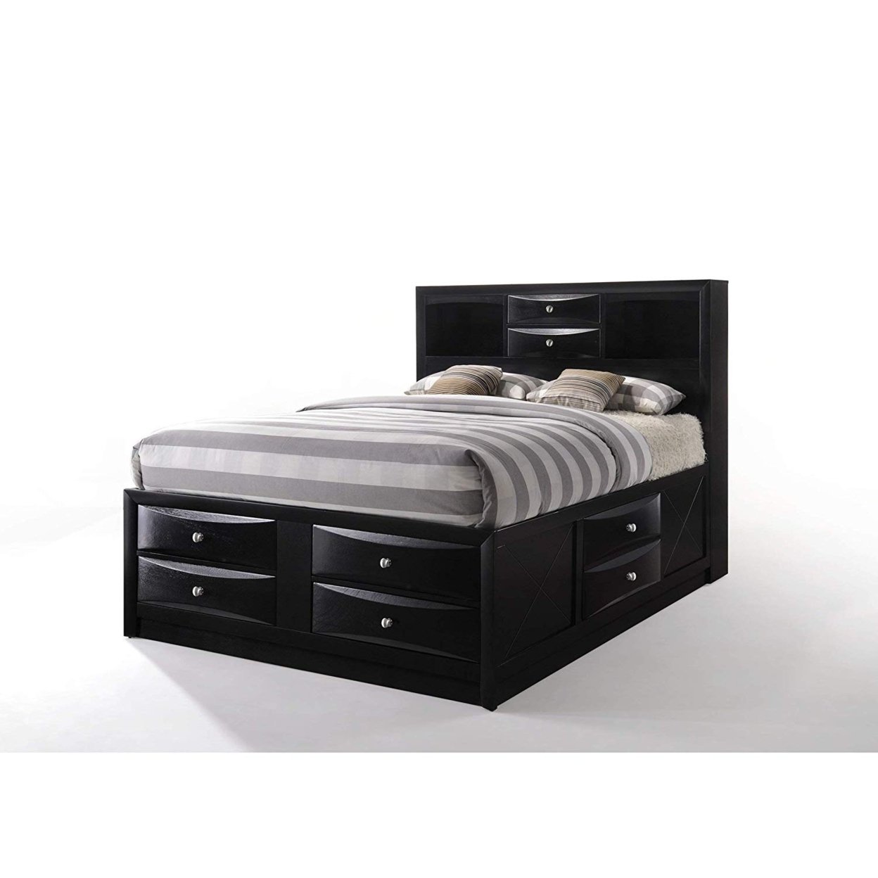 Full Size Wooden Storage Bed With Eight Spacious Drawers, Espresso ...