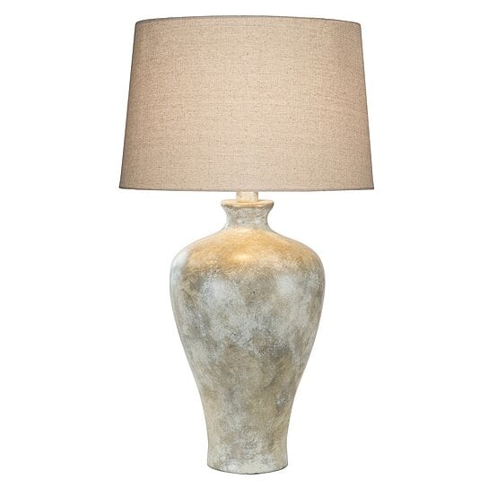 Buy Kiza 28 Inch Table Lamp, Elongated Curved Urn, Cream Beige Stone ...