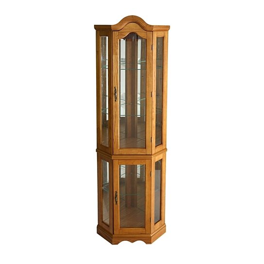 Buy Lighted Corner Curio Cabinet Golden Oak By Benzara Inc On