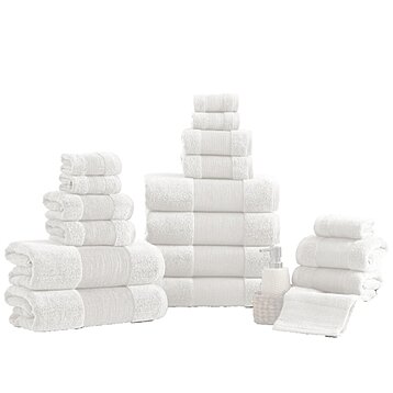 White 18 Piece Soft Cotton Bath Towel Set