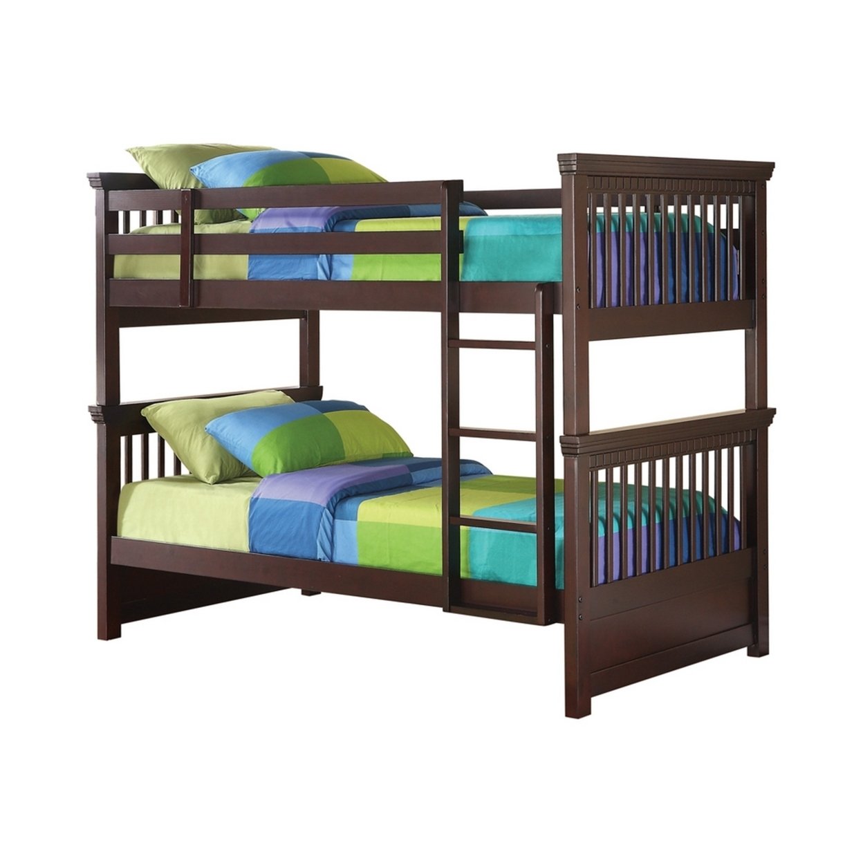 Mission Style Twin over Twin Bunk Bed with Attached Ladder ...