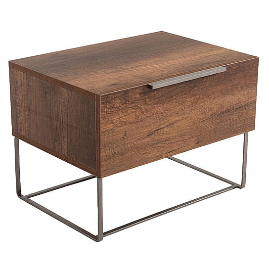 Buy Saltoro Sherpi 1 Drawer Wooden Nightstand With Rectangular Steel Frame Support Brown By Benzara Inc On Dot Bo