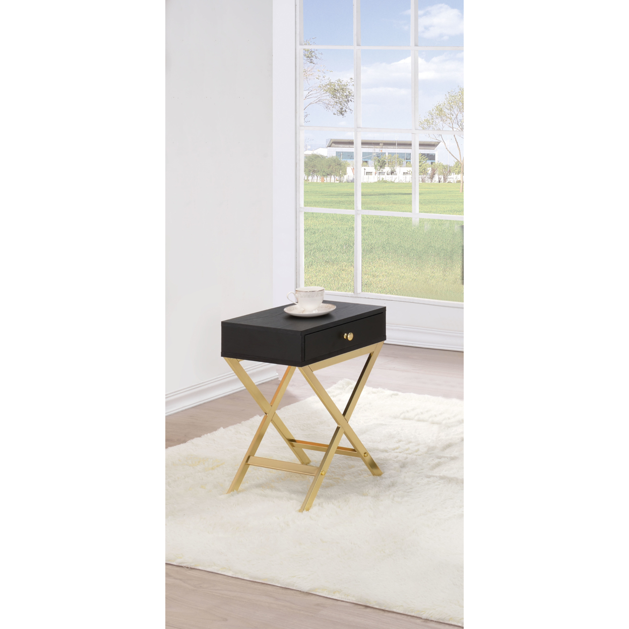 Stylish Side Table, Black & Gold | eBay