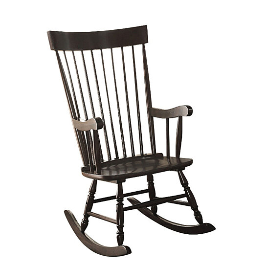 Buy Saltoro Sherpi Traditional Style Wooden Rocking Chair With Contoured Seat Black By Benzara Inc On Dot Bo