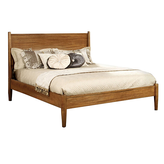 Buy Saltoro Sherpi Wooden Full Size Bed With Panel Headboard Oak Brown By Benzara Inc On Dot Bo