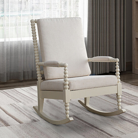 white spindle rocking chair