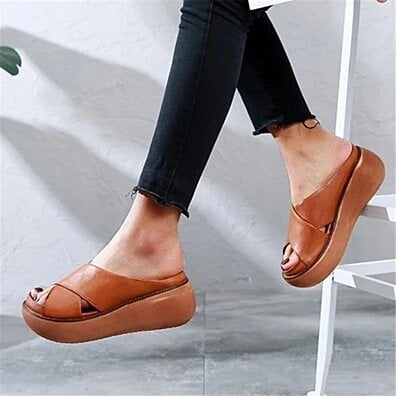 Platform Open Toe Comfy Casual Slide Sandals in 4 Color Choices