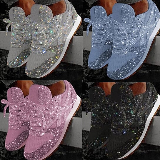 Buy Sparkly Crystal Platform Sneakers 