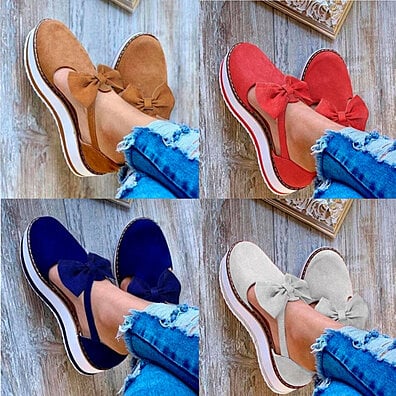 Comfy Suede Sneakers with Bow in 5 Color Choices