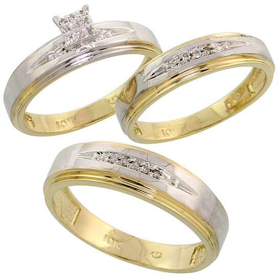 Buy 10k Yellow Gold  Diamond Trio Engagement  Wedding  Ring  