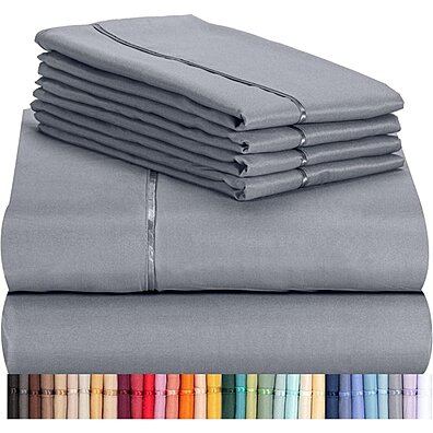 6 Piece Premium Bamboo Sheet Set, Deep Pockets, 50 Colors, 2200 Count, Eco-Friendly, Wrinkle Free, Silky Soft Hotel Bedding